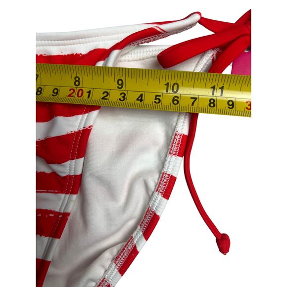 Xhilaration NWT Swim Bikini Bottom Striped Red Size Small S Side Tie - Picture 5 of 6